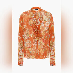 $224 NICHOLAS Cascade Silk Top Long Sleeve Size 2 XS Extra Small